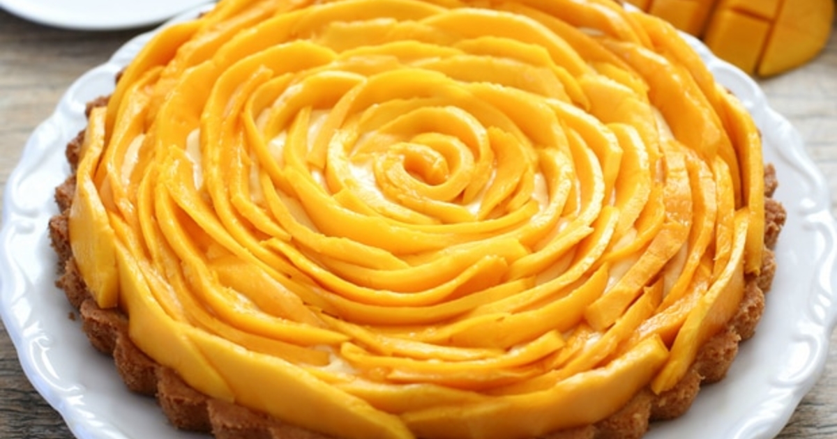 Приготовление тарта. Mango Tart. Манговый пирог. Выпечка с манго. Тарт о пом.