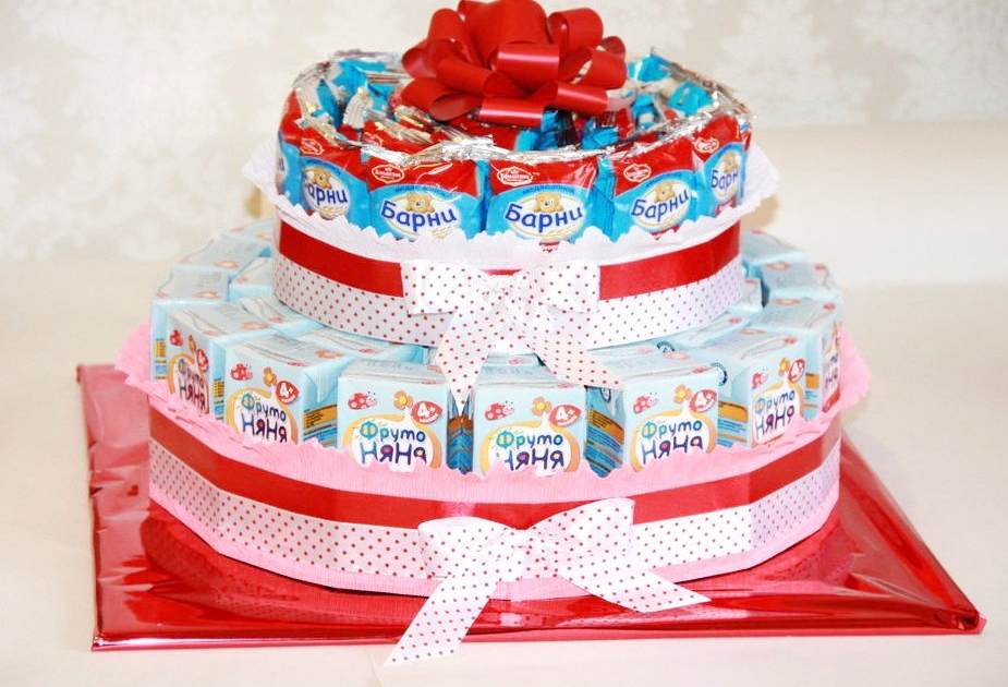 Торт из барни, соков, жевательных конфет, торт для девочки, торт в стиле Литл Пони